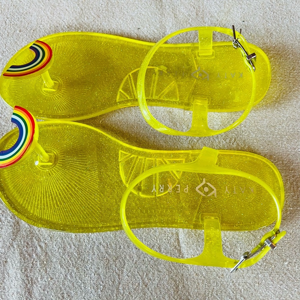 Katy Perry Collections Yellow Jelly Toe-Ring Sandal with Rainbow Detail - Picture 4 of 11